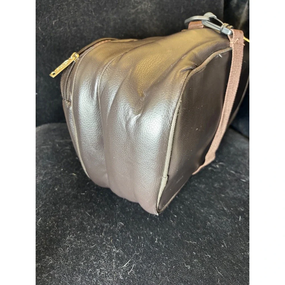 Picnic Plus Brown Faux Leather Insulated Wine Bottle Carrier Sling Bag Travel